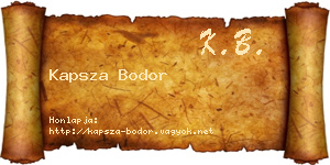 Kapsza Bodor névjegykártya